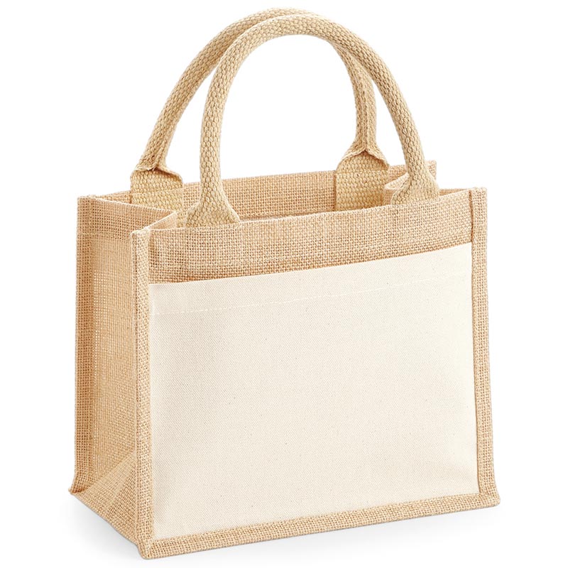 Cotton pocket jute gift bag - Natural One Size